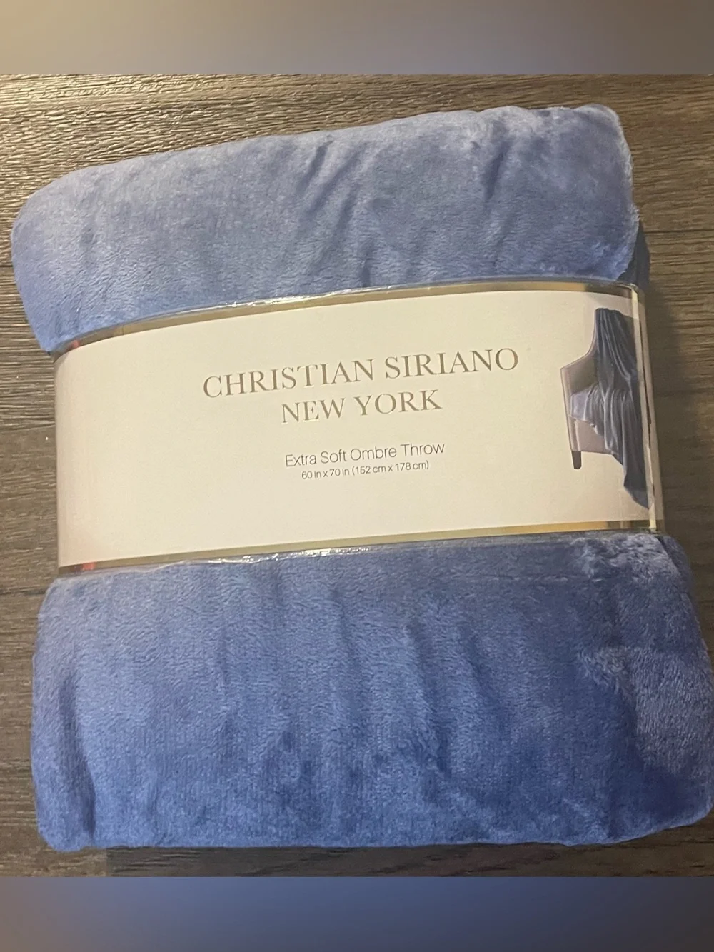 Blue Christian Siriano Extra Soft Ombré Throw New